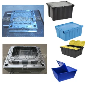 Taizhou Custom Plastic Injection Mold Plastic Hinged Lid Storage Container Box Tote Mould