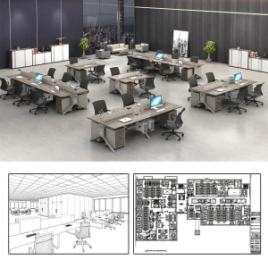 Interior Design Contractor Office Partition Cubicle Workstation Computer Desk Modern Furniture Office Table