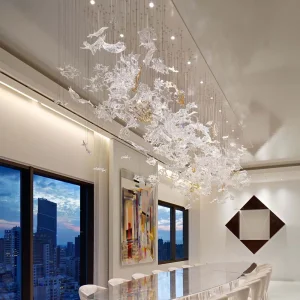 Custom Glass Blade Art Design Pendant Lamp Hotel Lobby Decorative Lighting Fixture