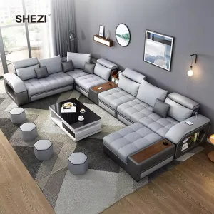 SHEZI Modern Simplicity High Quality Modular Audio Sectional Sofa USB Charging Corner Music Living Room Furniture Set