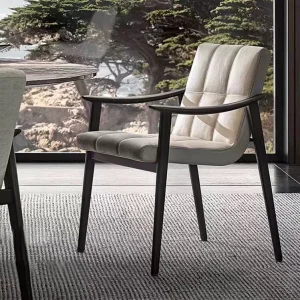 Japandi Design Wooden Backrest Accent Dining Chair
