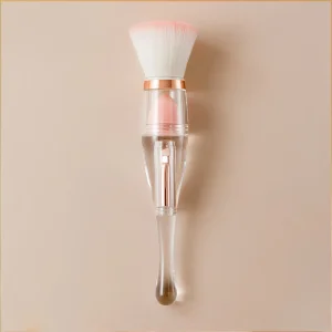 3-in-1 Pincel de Pó Plano Transparente Rosa