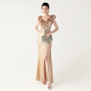 Fish Scale Sequin Evening Dress