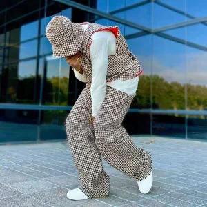 OEM Streetwear Custom Embroidery Print Two Piece Clothing Pant and Vest Matching Outfits Set Baggy Stacked Tracksuit for Men