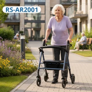 Smooth Comfortable Aluminum Foldable Outdoor Rollator for Lawn Walks