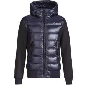 Men's Lightweight Full-Zip Shiny Hybrid Water-Resistant Hooded Puffer Padded Jacket