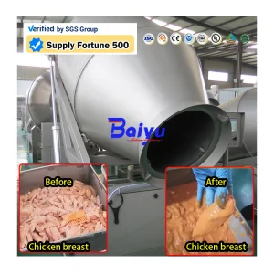 Automatic Industrial 304stainless Steel Hydraulic Meat Vacuum Marinating Tumbler Bowl Cutter Mixer Tenderize Sausage Filling Stuffer Meat Processing Machine
