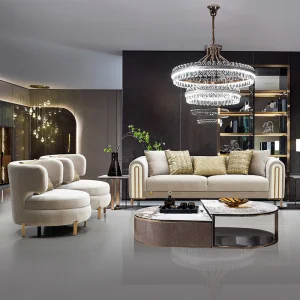 Modern Light Modern Cream Wind Sofa Velvet Fabric Couch