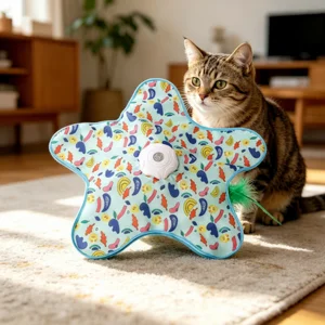 NCIPET Sport Simple 2-in-1 Hide Seek Game Cat Toy with Concealed Feathers Motion Activated Exercise Catching Toy