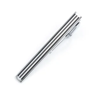 Wholesale Cheap Price Brass Material Silver Plated Black Enamel Wedding Business Tie Clips for Men TC9007-S