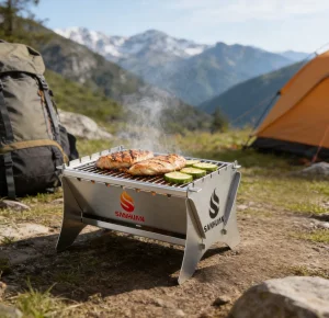 Portable Stainless Steel Camping BBQ Grill Foldable Outdoor Cooking Mini Camping Stove