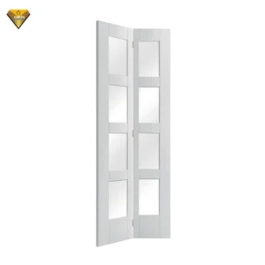 French Style Folding up Door Solid Wood/MDF/PVC Laminated Paint-Free Bi-Fold Glass Door with Decoration Grill