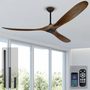 Modern Outdoor Patio Wooden Blade Ceiling Fan Without Light