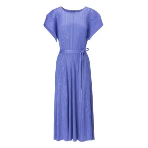 Wholesale Women’s Pleated Belted Midi Dress – Elegant Blue Purple Summer Dress Suppliers, Product