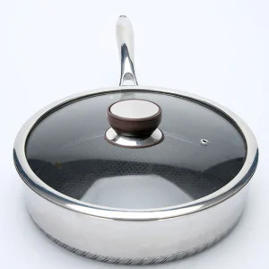 Triply Stainless Steel 304 Non Stick Ceramic Glaze Honeycomb Saute Pan
