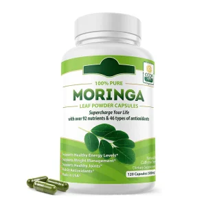 OEM 100% Pure Herbal Moringa Leaf Extract Powder Capsules Moringa Organic Supplements for Weight Management Antioxidants, Digestion