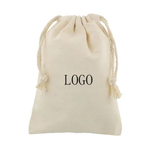 Custom Gift Muslin Calico Canvas Cotton Small Pouch Dust Draw String Drawstring Bag