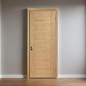 Low Price Fire Rated Door Modern Designs Oak Veneer Interior Engineered Wood Flush Door for UK Market