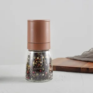 Custom Brown Portable Salt and Pepper Grinder with Adjustable Burr