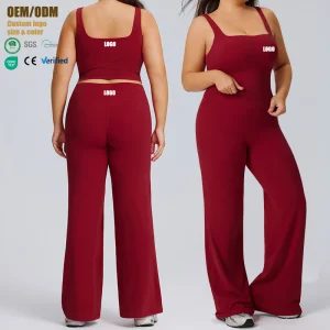 Plus Size Solid V Shape Straight Leggings Yoga Suit High Elastic Breathable Quick-drying Sportswear Women's Outdoor Running Sets