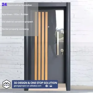 Nigeria Villa Project Aluminum Entrance Door Metal Exterior Solid Wood