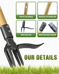 Stand-up Weed Puller Tool with Long Handle Garden Hand Weeding Tool - Easily Remove Weeds Without Bending, Pulling, or Kneeling