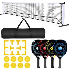 22FT Usapa Regulation Size Portable Pickleball Net System with Wheels and Storage Bag for Indoor Outdoor Game Sports Kit