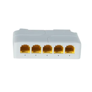 Rail-Mounted 5 Port 1000Mbps IEEE 802.3AF/AT/BT PoE Extender 1 in 4 Out 0~250m for PoE Switch NVR IP Camera