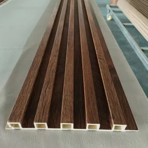 Wooden Grain WPC Wall Decor Panel PVC Wpc Wall Cladding For Interior Fluted Panel For Bedroom Workshop Application Plastic
