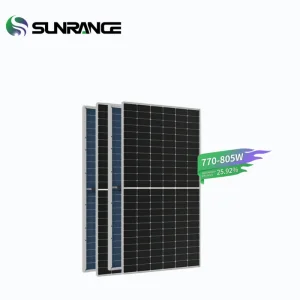 Sunrange 800W 805W N Tipo Bc Painéis Solares Bifaciais 30 Anos de Garantia para Grandes Plantas Industriais e Sistemas de Telhados Comerciais