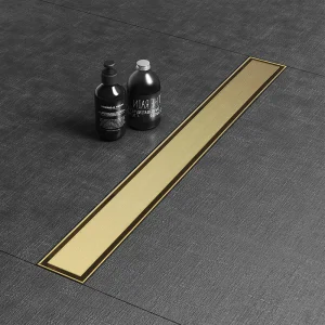 Brushed Gold Linear Bathroom Floor Drain 304 Stainless Steel Long Linear Shower Bathroom Floor Drain