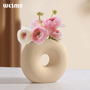Porcelain Ceramic Decorative Donut Dried Flower Vase