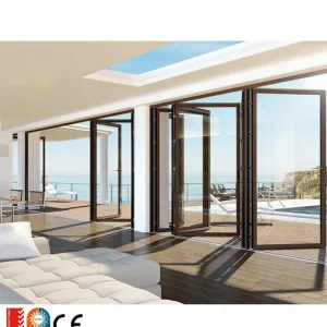 Custom Size Aluminium Frame Bi-Folding Door with Three Panels with Built-in Blind Retractable Available