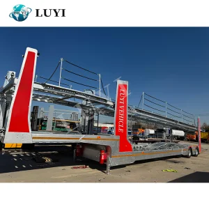 China 6-8-10 Cars Hydraulic Lift 2 Axle Double Deck Car Carrier Trailer Air Suspension Towing Transport Hauler