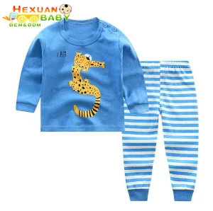 Ropa de casa para bebés de alta calidad, traje de algodón orgánico, ropa para niños y niñas, pijamas de otoño e invierno