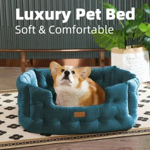 Cama de perro de lujo de terciopelo acolchado