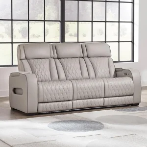 Contemporary Leather Match Power Reclining Sofa