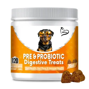Pet Supplement Pro &amp; Postbiotic Digestive Treats for Dogs - Gut Health Sensitive Tums Anal Glands Scooting Loose Stools