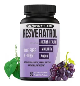 Resveratrol Capsules Antioxidant Supplement Promote Cellular Repair Support Brain and Heart