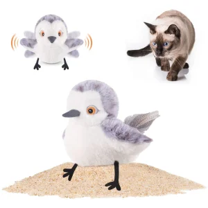 Eco-Friendly Plush Polyester Electric Interactive Pet Dog Cat Toy Flapping Bird