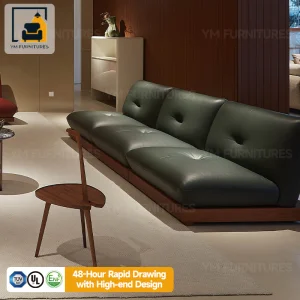 Quality Luxury Sectional Couch Office Conference Room Premium Lounge Chair Modular Comfy Leather&amp; Wood Sofa Furniture