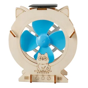 OKYN-G6795 DIY Solar Powered Wooden Fan Craft Kit Educational Science Experiment STEM Activity Toy