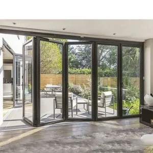 Aluminum Frame Accordion Door Tempered Glass Folding Door Factory