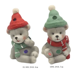 Wholesale Set of 2 Ceramic Bear Figurines with Sweater and Star Hat – Christmas Accents HDFS7930 Manufacturers, Factory
