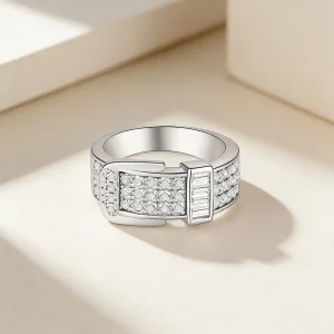 925 Silver Watch Strap Buckle-Shaped Ring 18K Gold Plated Jewelry