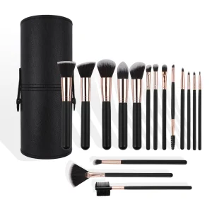 16 Piece Professional Makeup Brush Set Wooden Handle