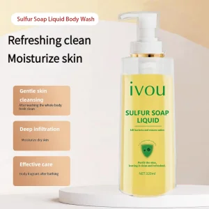 300ml Body Care Sulfur Soap Liquid Oil Control Bactericidal Soap Liquid Dark Mic Recommented