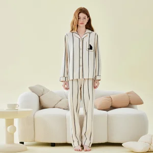 Conjunto de pijamas de algodón para pareja de primavera otoño 100% Dos piezas