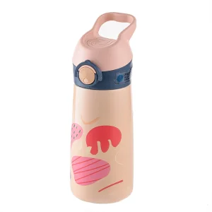 Insulated Stainless Steel Cup Cute Kids Straw Water Bottle Healthy Vacuum Flask