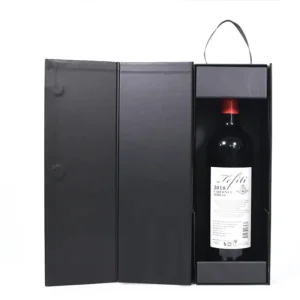 Caixa de vinho dobrável com fecho magnético luxuosa e requintada, embalagem para envio de garrafas de vinho